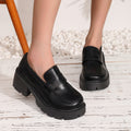 british style plus size small leather shoes for women  fall and winter new arrival slip-on thick heel loafers in stockexport