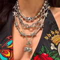 Clavicle necklace wholesale street cool hip hop skull pendant niche design sense thorns bamboo section stacked sweater chain