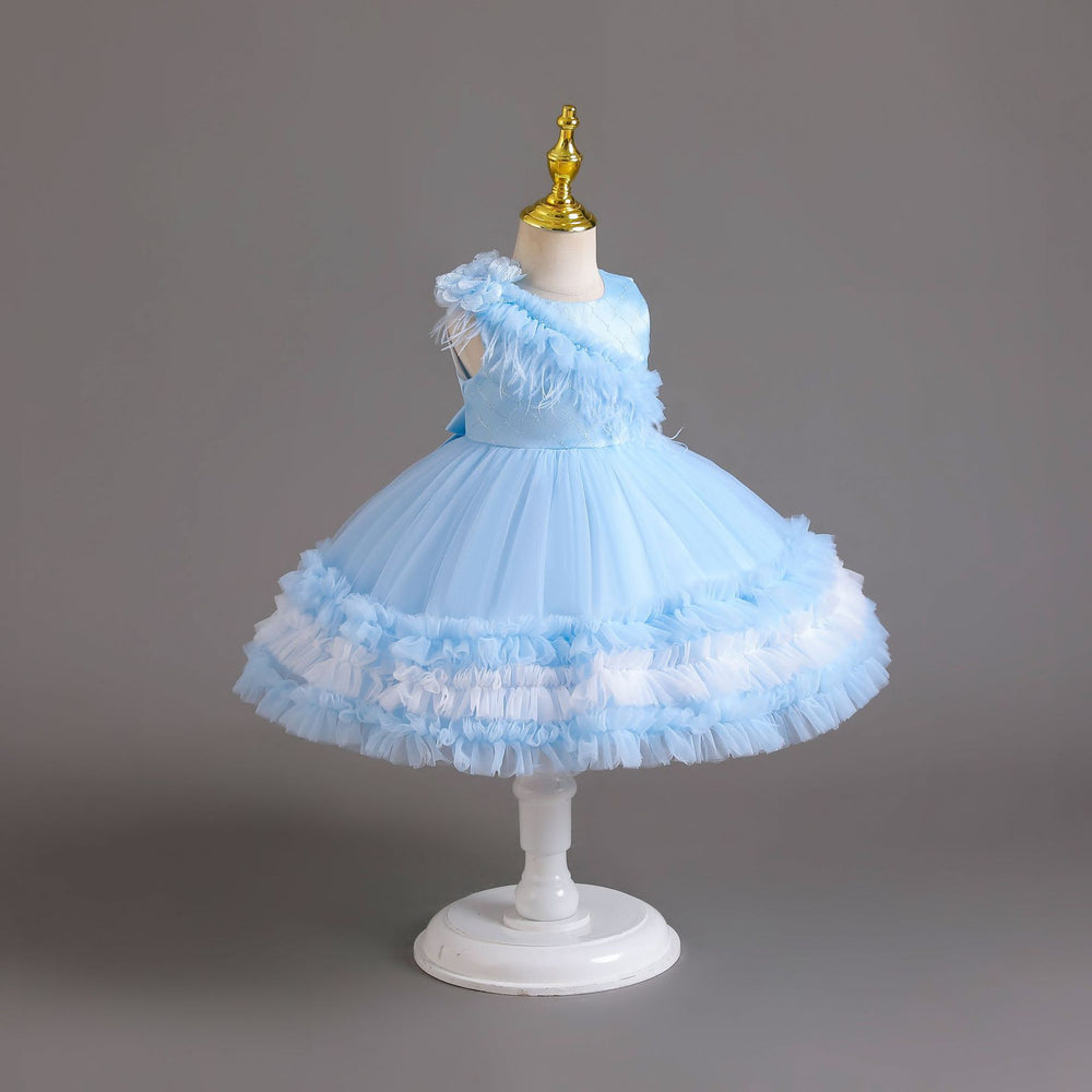 Export kids dress red wedding dress cake princess dress female flower girl first birthday banquet dress baby dress