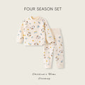 Baby clothes soft fleece cotton spring/autumn style high-waisted belly protection pajamas autumn/winter base layer warm clothes two-piece set