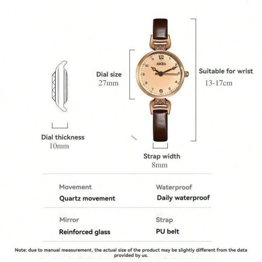 Vintage exam watch for women, student style, high-value, light luxury, british chic, small dial ladies quartz watch