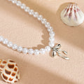 Bowknot pearl choker wholesale - european & american cross-border high-end necklace, light luxury niche pendant, clavicle chain, women's jewelry