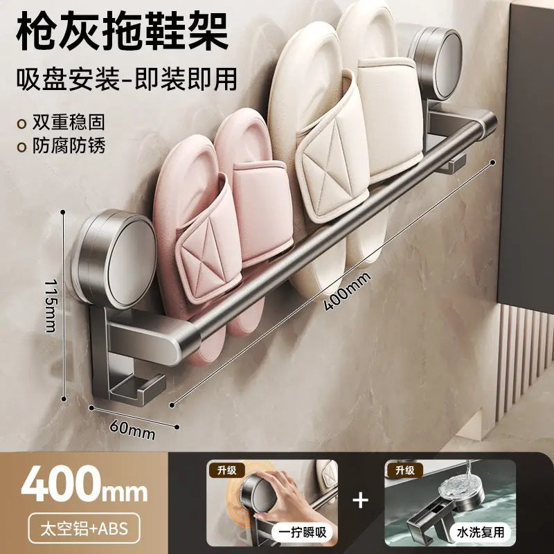 Bathroom suction cup slipper rack - no drilling required, toilet wall-mounted organizer, slipper storage solution