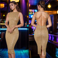 C7097 cross-border   independent station fashion women's sequin backless high-end dress summer