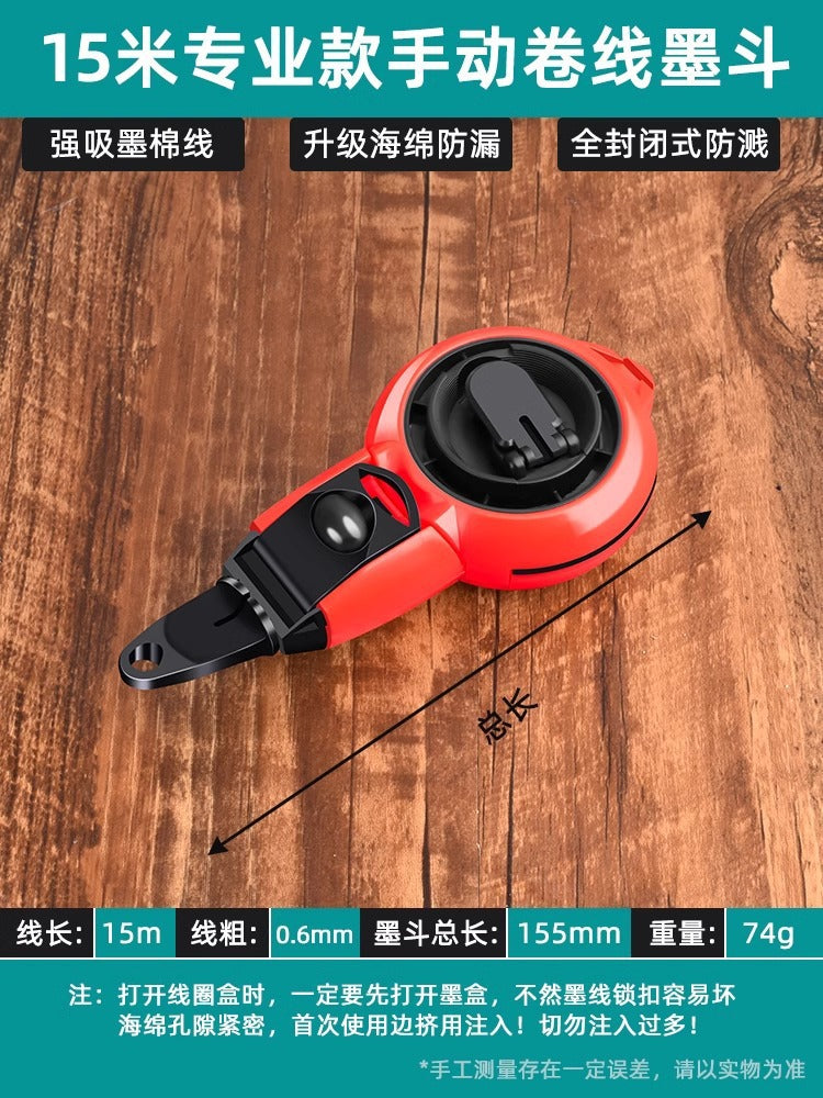 Ink fountain construction site line laying special drop-resistant plastic ink fountain line construction site line marker manual automatic wooden bucket line drawing worker