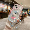 Suitable for apple 16pro stereo wave gradient color cinnamon dog doll mobile phone case iphonex bracelet protective cover