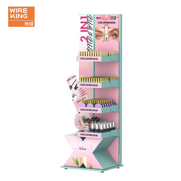 WIREKING Customized Skin Care Products Display Rack Sunscreen Foundation Blush Makeup Display Rack Floor Display Rack