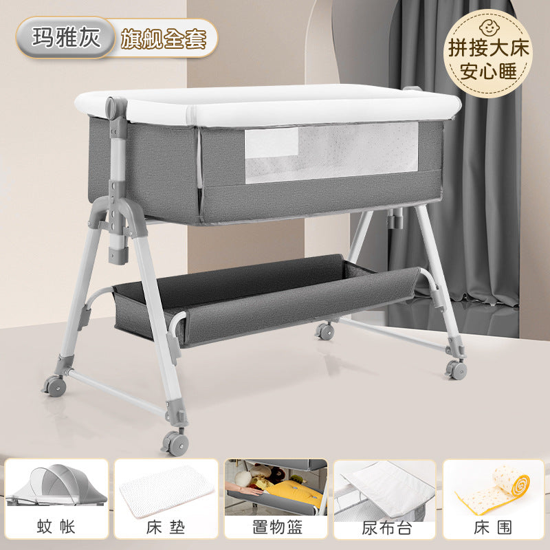 Baby crib baby rocking bed patchwork large bed kids multifunctional foldable adjustable bb newborn toddler cradle bed