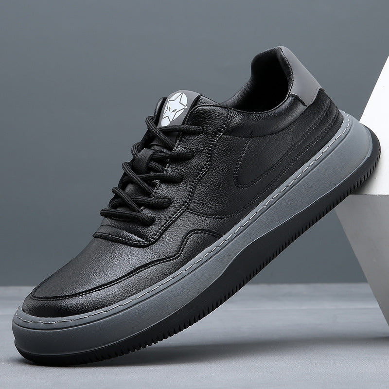 2026 spring new men's shoes versatile white sneakers men's breathable casual leather trendy shoes waterproof casual skate shoes for men