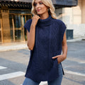 Fashion cross-border foreign trade women's clothing  independent station new arrivalcasual turtleneck sweater knitted vest vest trendy