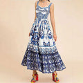 cross-border e-commerce women's fashion: european and american summer new arrivals - bohemian style fashionable printed halter dress