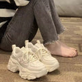 Best sellingdad shoes height increasing shoes 2026 spring and summer new arrivaleasiest for matchpetiteswhitethick soleplatform shoes women's sports shoes