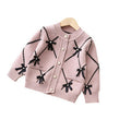 Girls' knitted sweater set, kids' two-piece outfit,  new style baby girl bowknot cardigan set, ages 1-8