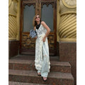 Forest style new arrival  lace skirt sense of design asymmetrical long skirt insruffles long skirt