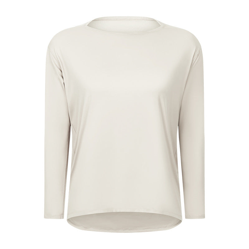 new arrival: double-sided nude feel loose fit long sleeve women's slimming breathable minimalist training fitness yoga top ds010