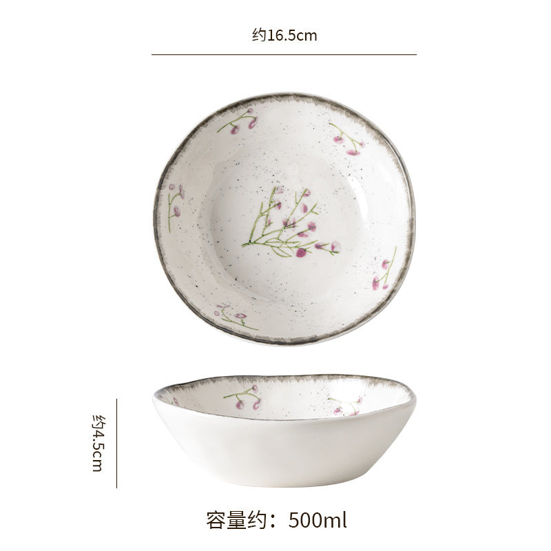 European retro irregular ceramic bowl, plate, and dish set - stylish, high-value tableware for restaurants and home use, rustic farmhouse ceramic dinnerware set