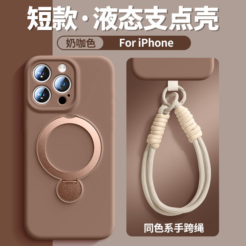 Rotating magnetic stand compatible iphone 17 pro precision cut liquid silicone phone case with lanyard, apple 13 protective cover