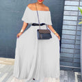 D3129  foreign trade women's summer new sexy off-the-shoulder pleated dress european and american style dress