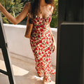 Amazon cross-border retrofrenchromantic seaside vacation style tie back waist floral wrap chest silm long suspender skirt