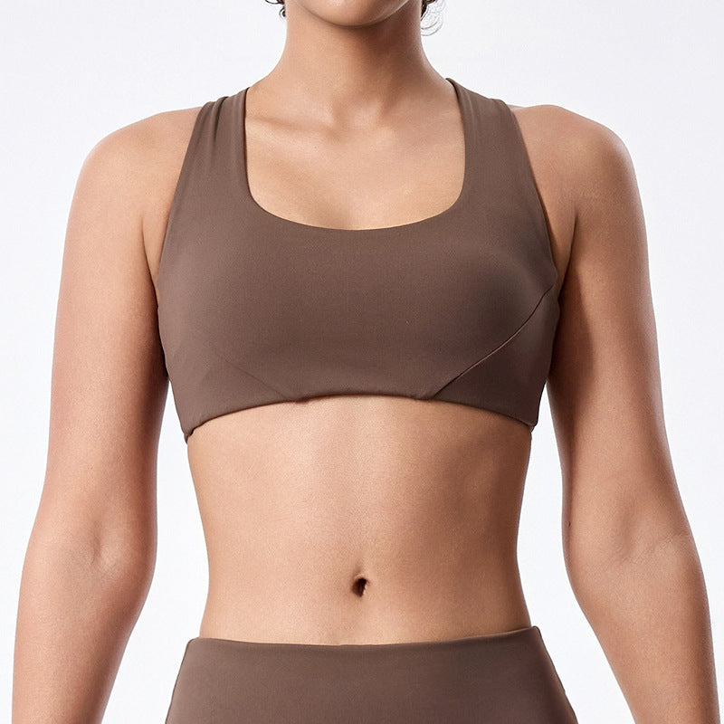 Fashion cross-border backless cross fitness vest with chest pad fashion silm yoga wear outdoor running sportswear for women