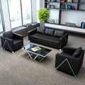 Business black leather office sofa casual reception room three-seater modular sofa lounge minimalist sofa