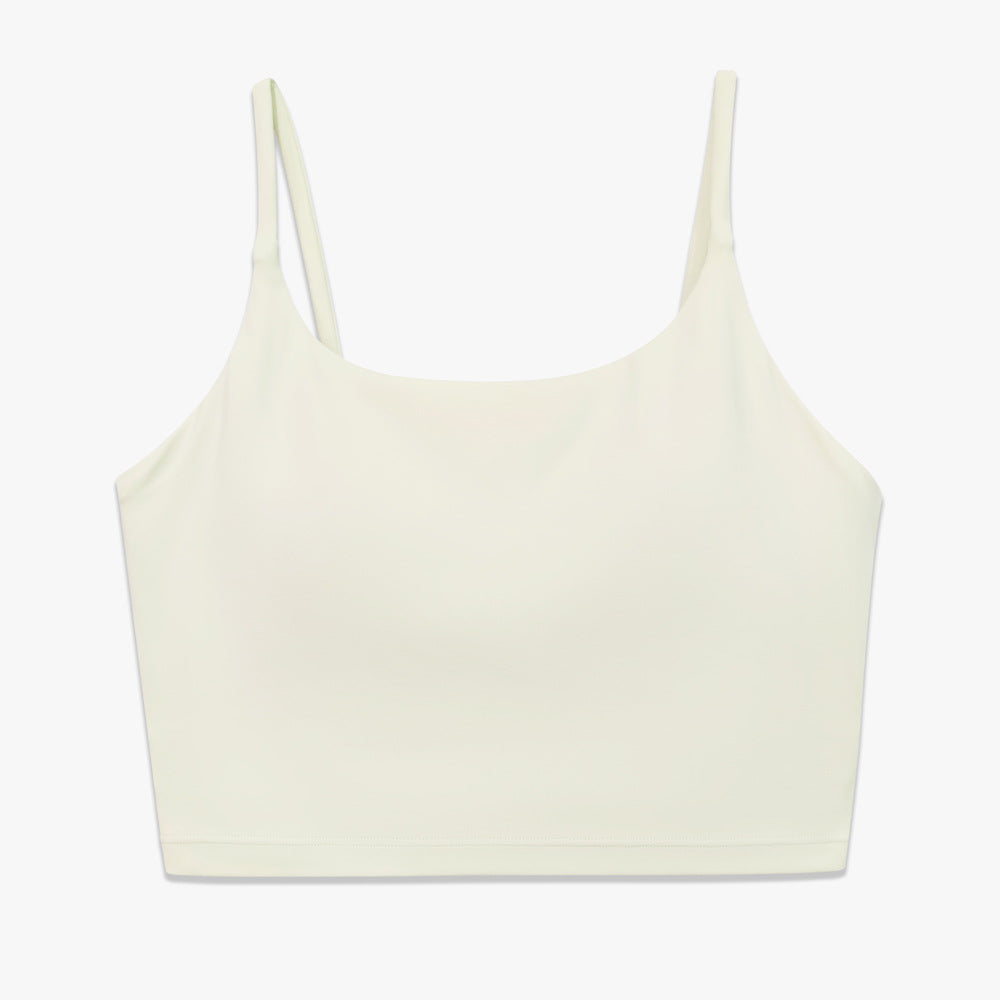 New solid color double-sided nylon semi-fixed cup training high-impact sports bra tight high-elastic fitness tank top for women