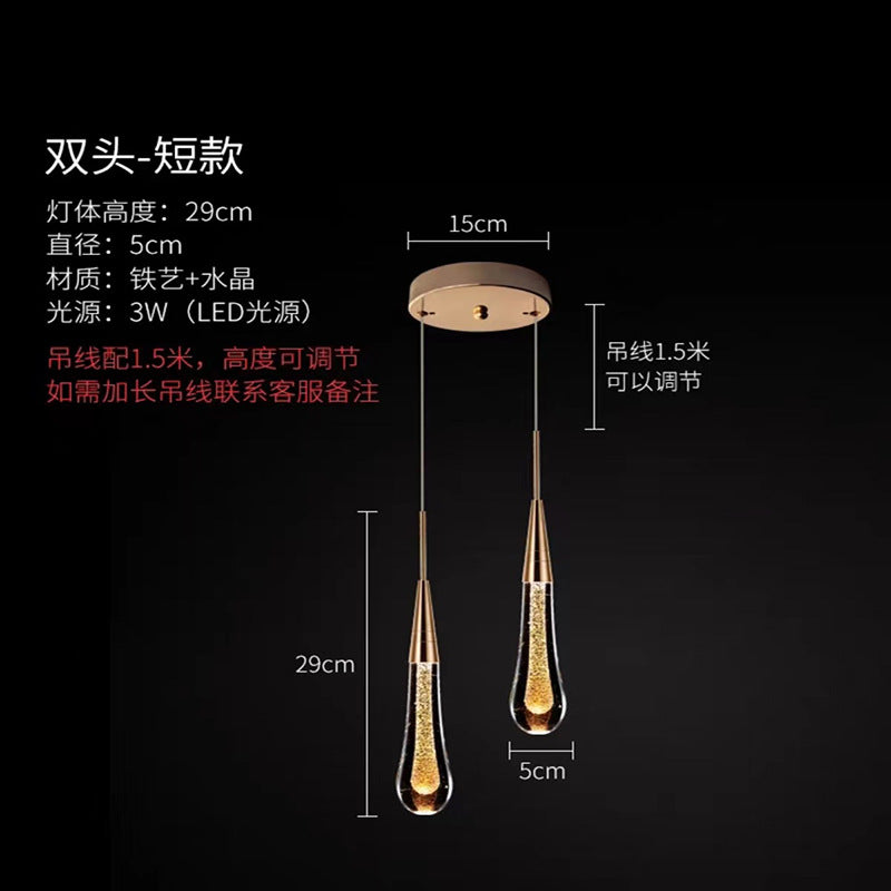 Hotel room luxury teardrop crystal pendant light - starlight shattered light acrylic - perfect for b&bs, bedrooms, and dining rooms