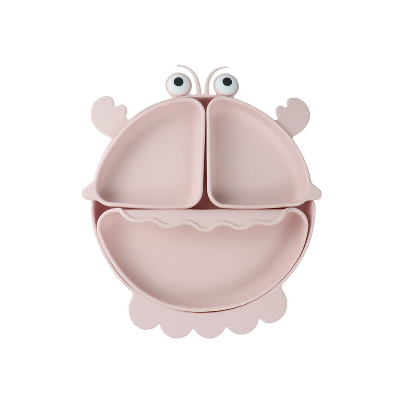 Food grade silicone children's plate baby complementary food bowl cartoon crab grid plate baby independent eating tableware