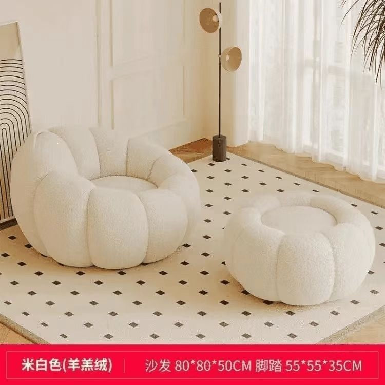 Lazy sofa can lie down and lie down pumpkin cream bedroom balcony single small sofa casualplaid tatami seat