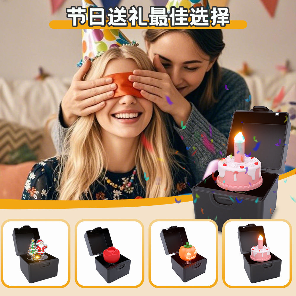 Birthday Cake Music Box Candle Glow Valentine's Day Party Decorations, Holiday Gifts Joke Toys