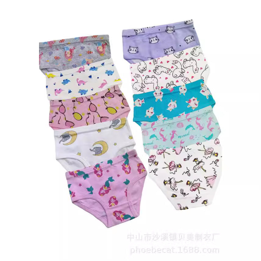 5 pairs per pack, new export-style bamboo fiber girls' briefs, breathable and comfortable, assorted styles shipped
