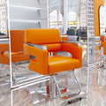 Orange backrest + (silver stainless steel square plate) + silver plate tread