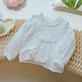 Girls' autumn collection : new pure cotton long-sleeve doll shirt, stylish and sweet blouse, white spring/autumn trend
