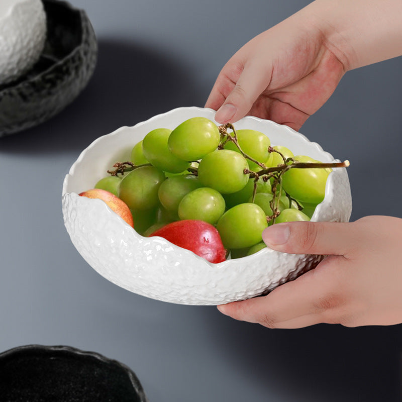 Minimalist embossed soup bowl, premium dessert bowl, ceramic tableware, restaurant high-value creative cold dish, hotel salad bowl