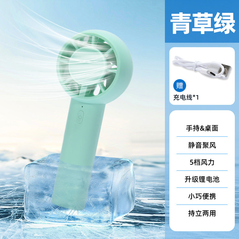 Handheld mini fan - portable, usb rechargeable, bladeless turbine, silent operation, desk fan