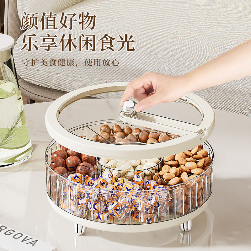 Grid fruit plate household living room desktop coffee table sealed candy box snack storage melon seeds snack nut dried fruit plate