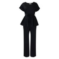 D3206 european and american style women's summer  solid color tie-up top and high-waisted wide-leg pants fashion casual export set