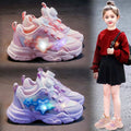 fall/winter new girls' light-up chunky sneakers - lightweight, breathable athletic shoes for mid-to-large children