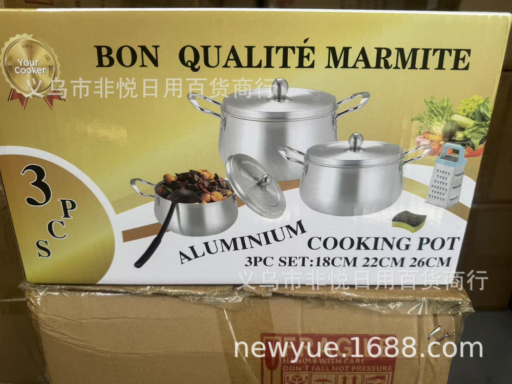 Factory direct sales cross aluminumpot environment aluminum pot for home pot multi-functional aluminum pot kitchen commercial aluminum pot 3-piece set