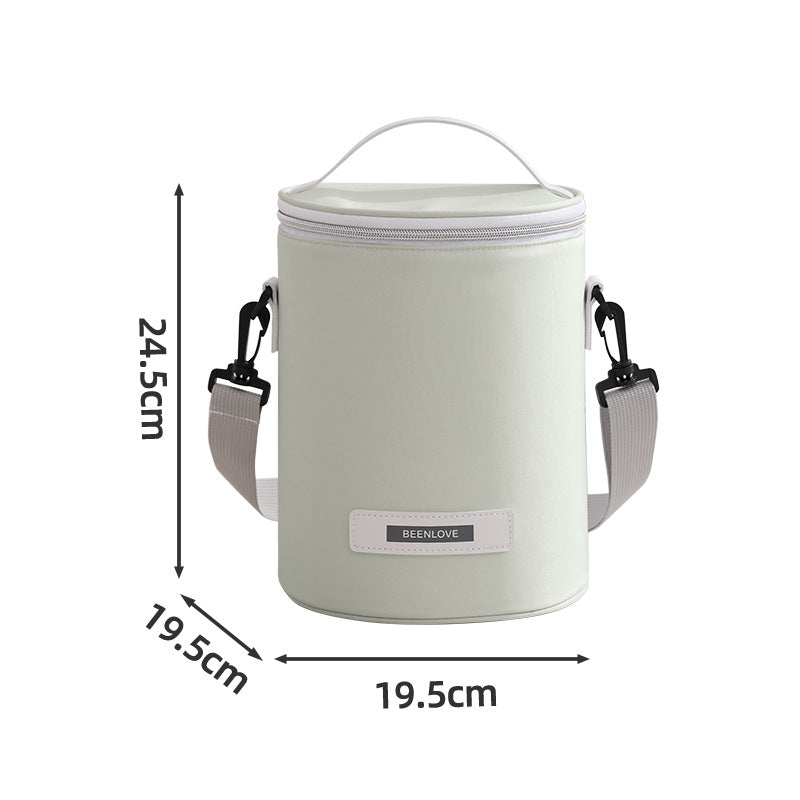 Beilian's new cylindrical bento bag, large-capacity office worker thermal insulation bag, student travel lunch bag, portable lunch box bag
