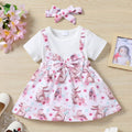 exclusive supply of infant and toddler short-sleeved bow-printed bunny dress, dropshipping available
