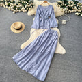 Commuting style classylong sleeves flower strap two-piece set female autum strap waist slimming lookhigh waistsuit skirt