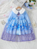 European and american cross-border autumn/winter holiday collection: snow princess tulle cape + dress two-piece set