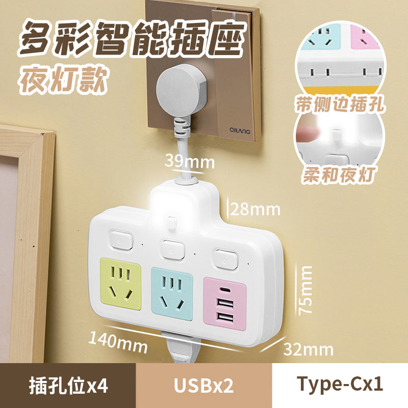 Colorful socket converter multi-function plug conversion for home with usb one to three multi-hole plug-in board