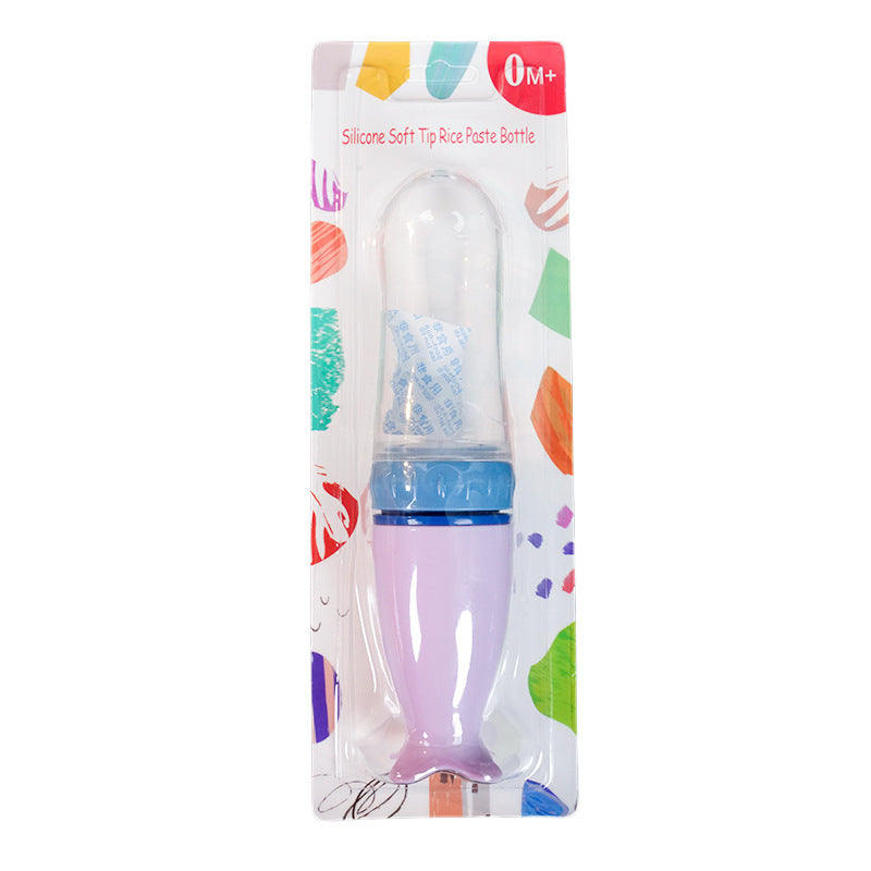 English card baby rice paste bottle baby silicone feeding bottle children's complementary food bottle rice paste spoon extrusion feeding spoon