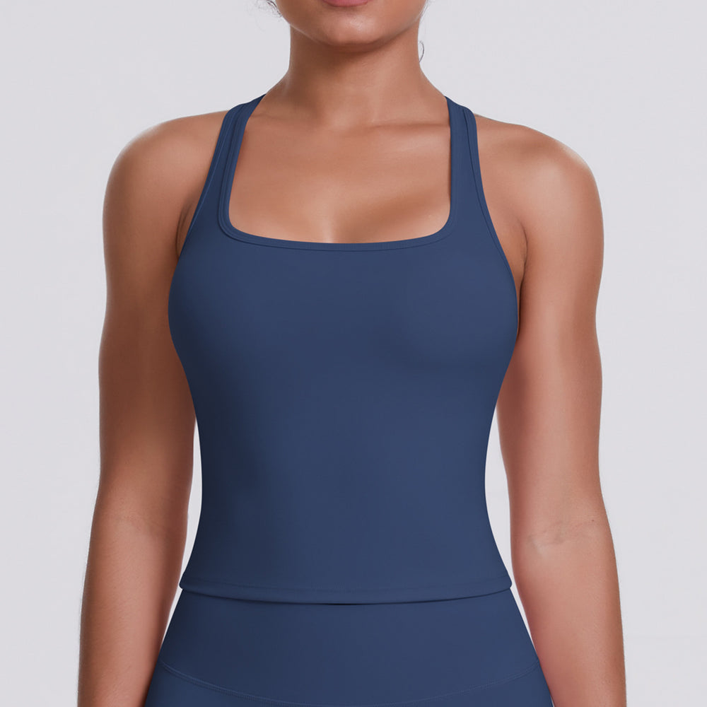 Cloud-feel brushed racerback tank top for women, quick-drying, outdoor casual running fitness top, yoga wear