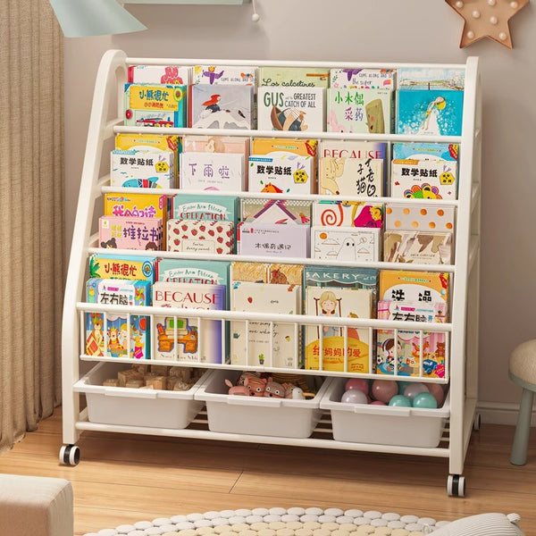 Children's bookshelf household picture book shelf reading area mobile toy storage rack simple baby bookcase shelf floor