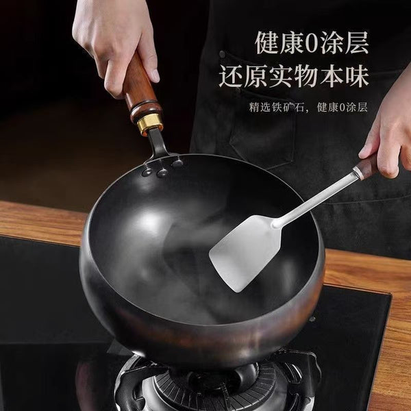 Zhangqiu iron pot big belly pot pure hand forged small wok mini small iron pot uncoated non-stick household wok