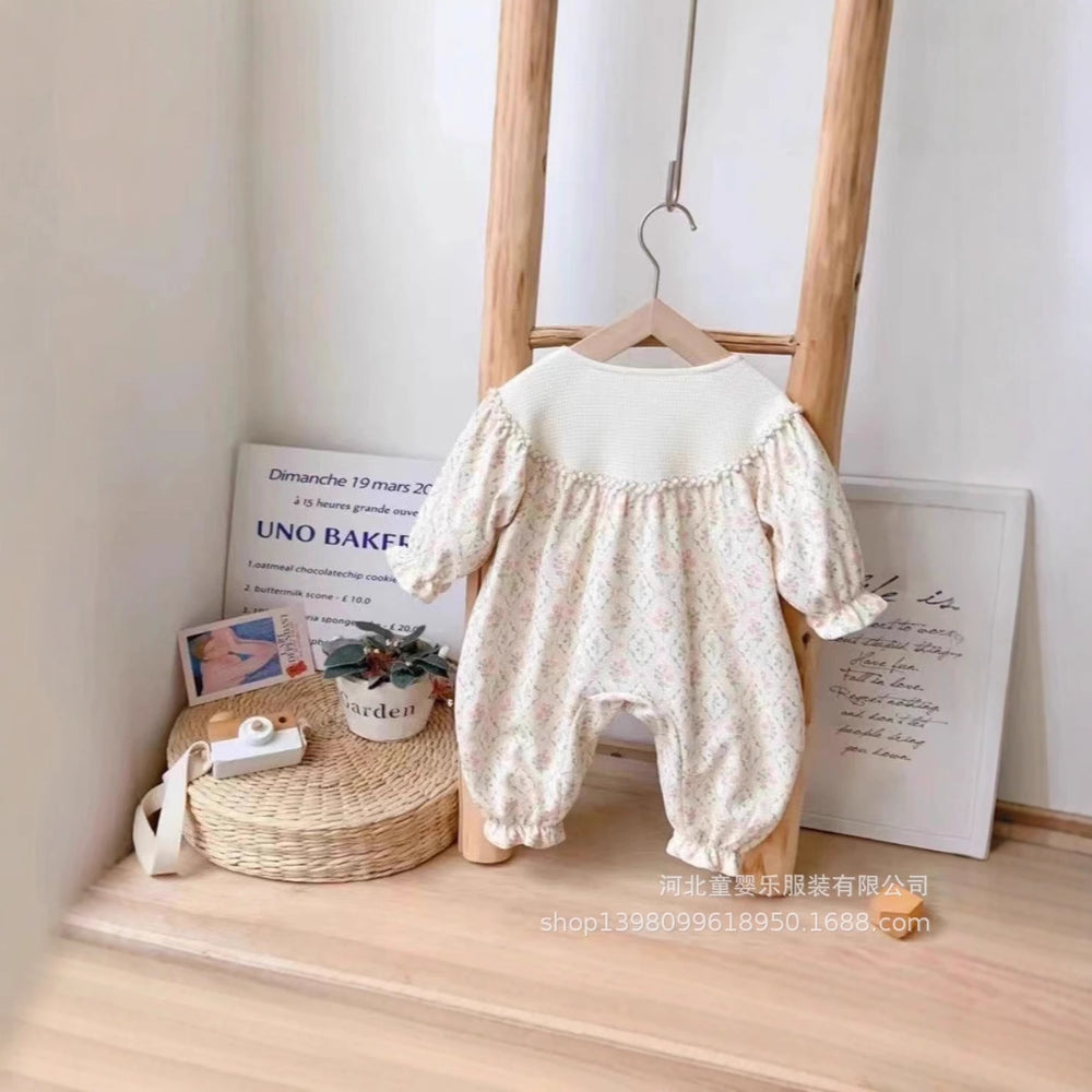 Spring & fall ha princess baby infant clothes fashionable floral romper long sleeves one-piece outing clothes trendy