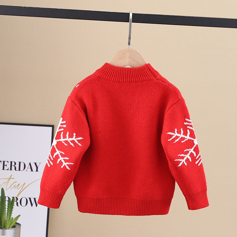 Christmas kids' sweater - fleece lined, extra thick, chinese new year style. versatile knitted base layer for boys and girls